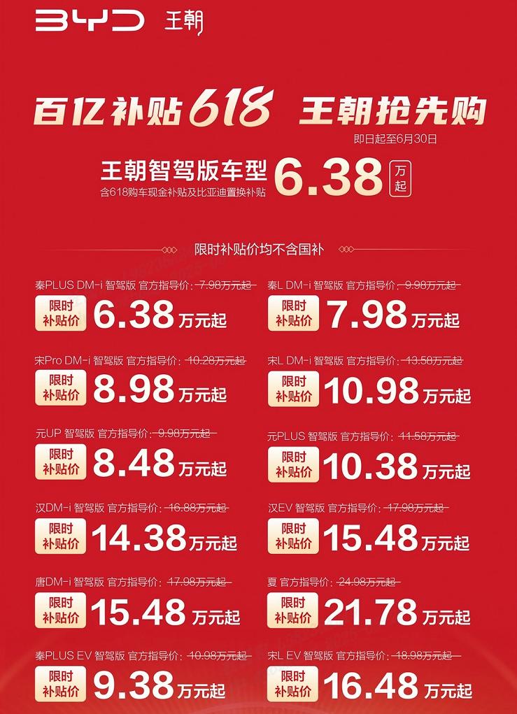 比亞迪22款智駕車型限時(shí)直降!最高補(bǔ)貼5.3萬元,王朝/海洋網(wǎng)齊發(fā)力